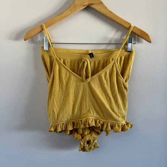 Mango Yellow Ribbed Ruffle Set - Picture 1 of 7